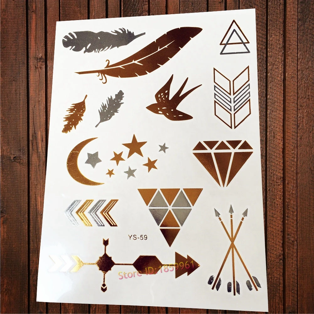 1 Pc Mode Imperméable Temporaire Tatoos Plume Diamant Flèche