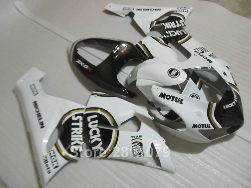 Комплект обтекателей для мотоцикла Kawasaki Ninja ZX6R 05 06 белый черный комплект 2005 2006