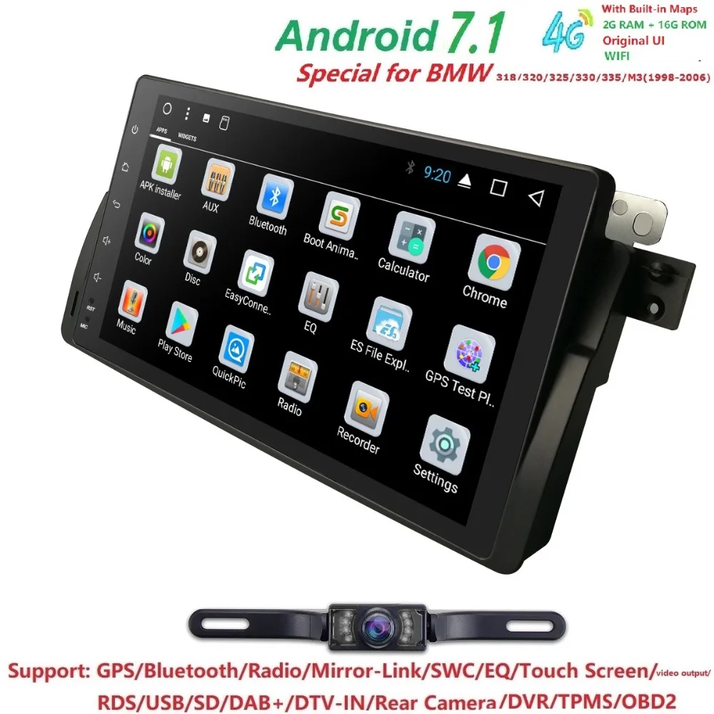 Top 1 Din Android 7.1 Car Radio GPS Car Multimedia Player For BMW E46 M3 Rover 75 MG ZT Sesan CoupeTouring Navigation Head Unit Wifi 2