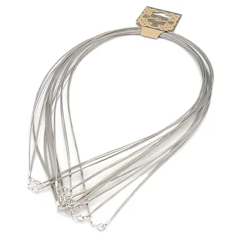 

YYW Fashion Necklace Cord Tiger Tail Wire Silver Colour spring ring clasp 6-strand grey 0.38mm Length:18 Inch 10Strands Cord