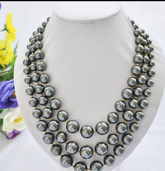 

HOT N527 16mm balck round SOUTH SEA SHELL PEARL TOWER NECKLACE