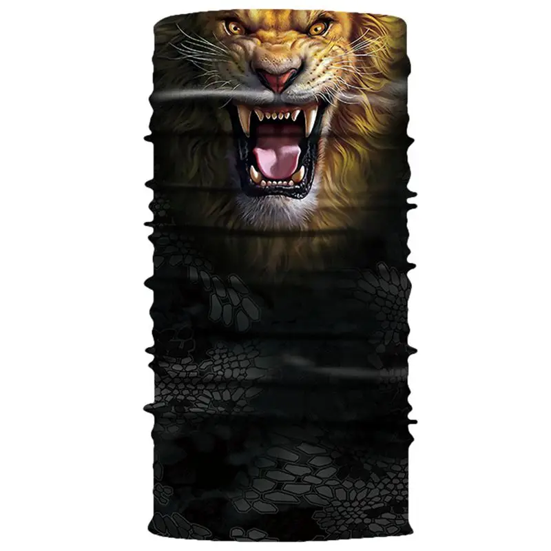 

3D magic towel digital printing lion mask seamless solar cream multifunction towel outdoor riding bib