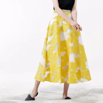 

2018 A Clothing Embroidery Skirt For Women Mesh Patchwork High Waist Zipper Long Skirts Female Elegant Large Size