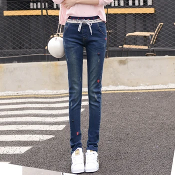 

Drawstring Elastic Waist Women Denim Blue Trousers Female Skinny Jeans Leggings Long Trousers Femme Pantalon Plus Size 2018