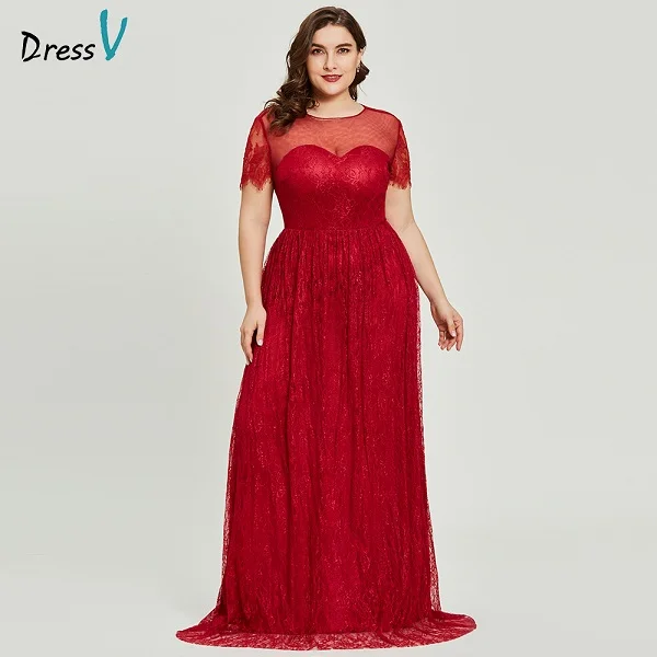 Dressv бордовое вечернее платье с овальным вырезом размера плюс ...