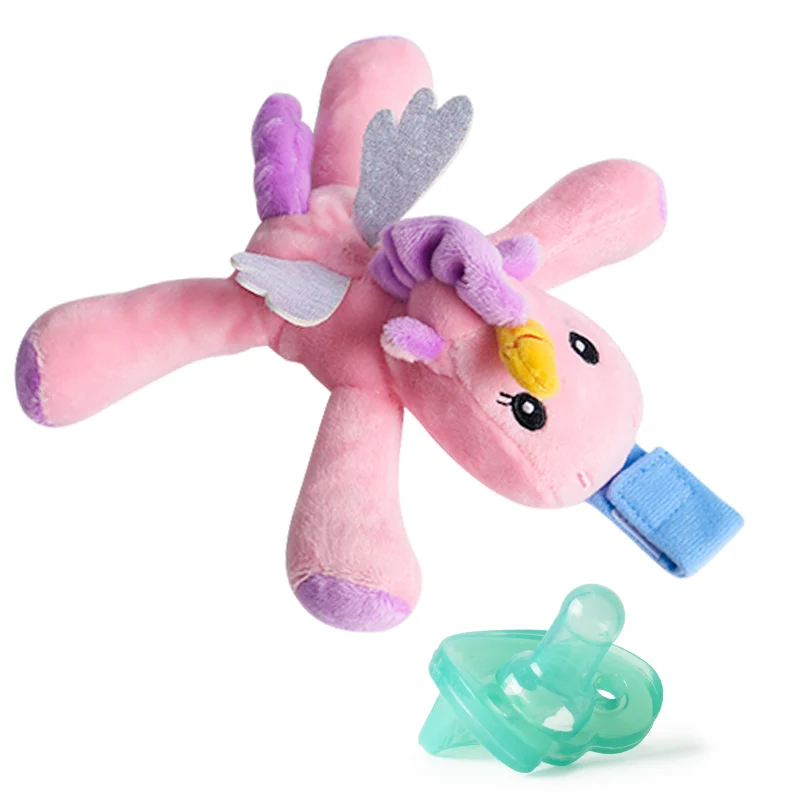 Pacifier Clips Velcro Pacifier Toy Detachable Animal Plush Toy Boys Girls Cartoon Feeding