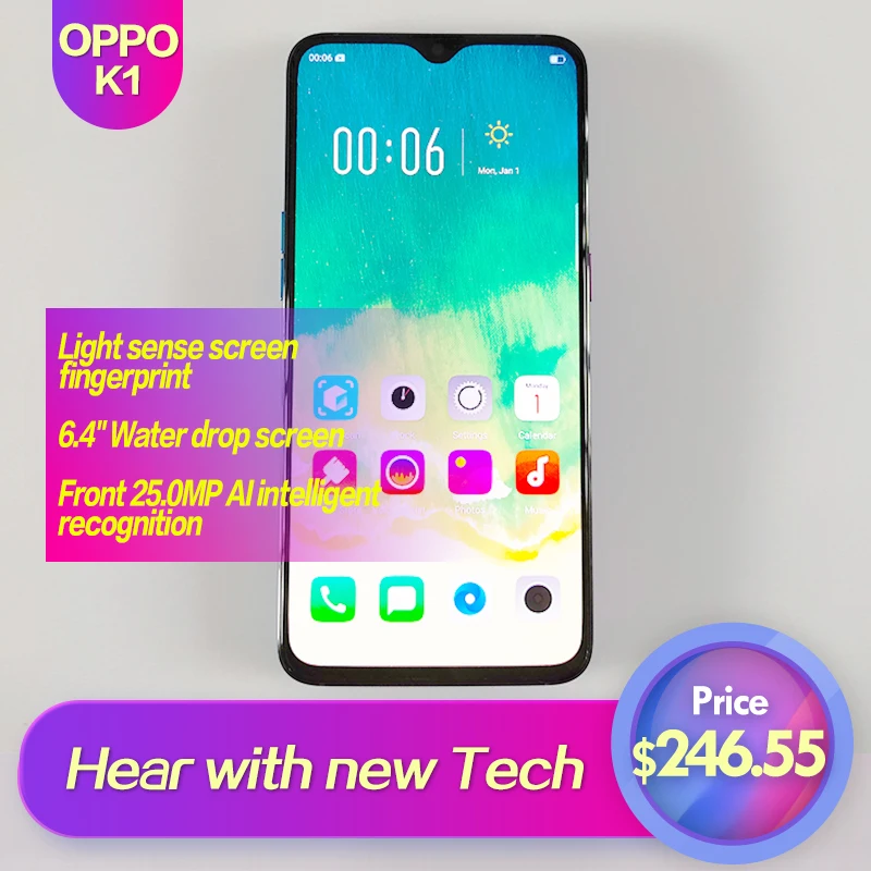 

OPPO K1 Global Rom 6.4" Full Screen 3500mAh Fingerprint+Face ID 2340x1080 Octa Core 25MP+16MP SmartPhone Genuine Official