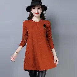 2018 Новое поступление Осенне-зимняя Дамская обувь вязаный пуловер с круглым вырезом одноцветное модные свитера