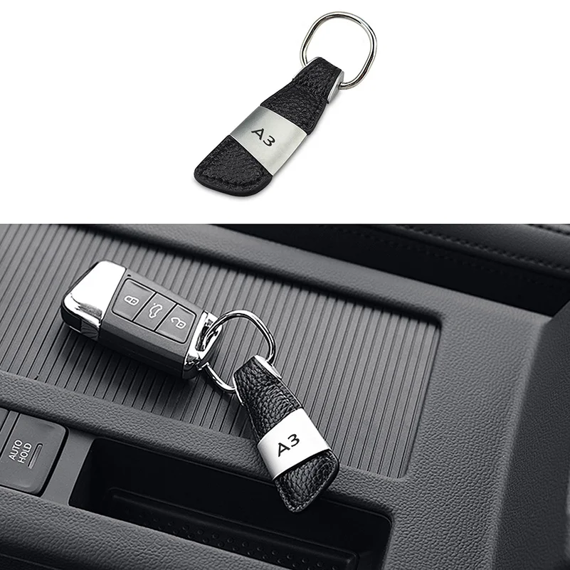 Hot Sale Genuine Leather Keychain Keyring Car Emblem Key Chain For Audi