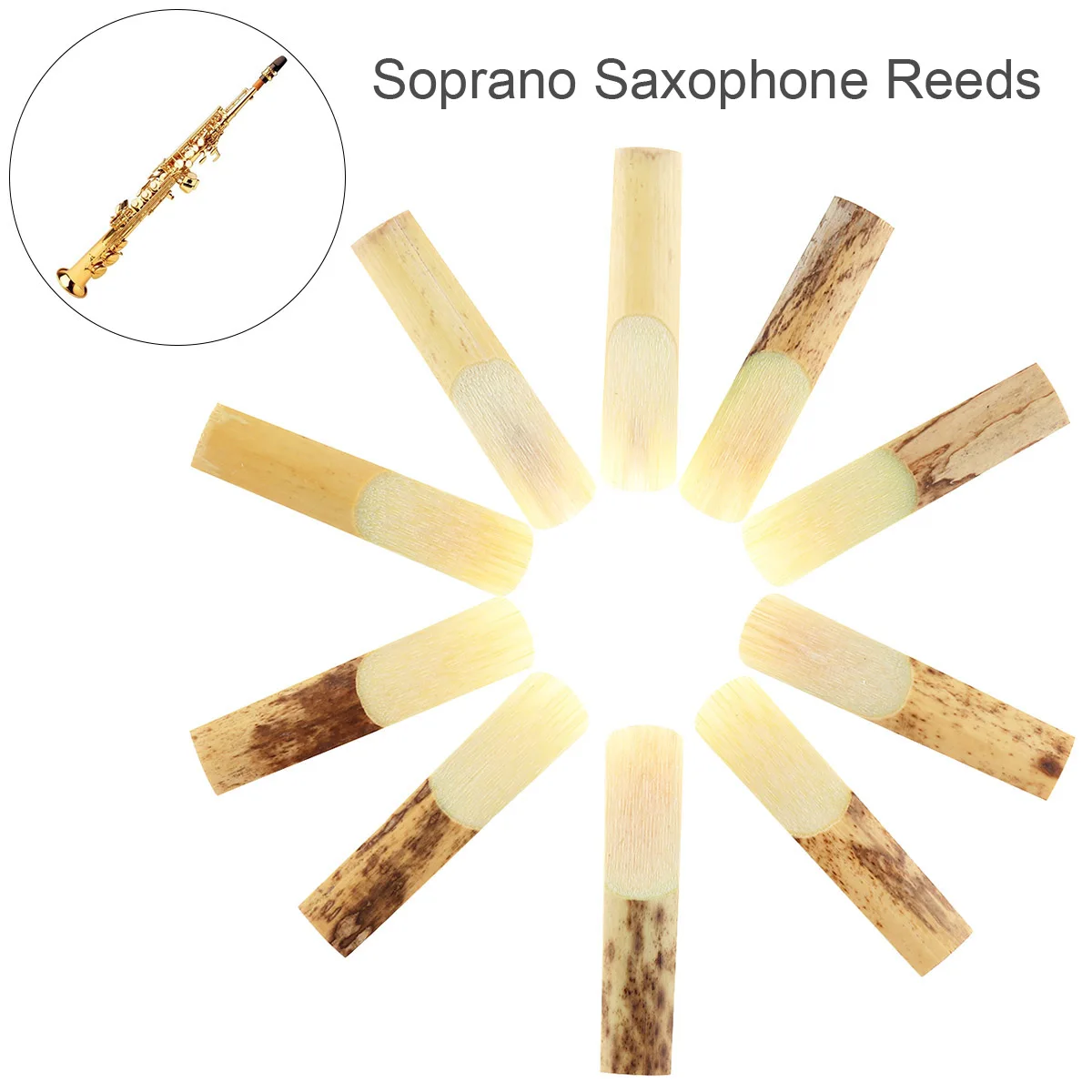 

10pcs/Set High Grade Soprano bB Saxophone Sax Bamboo Reeds 2-1/2 Strength 2.5 for Soprano Saxophone