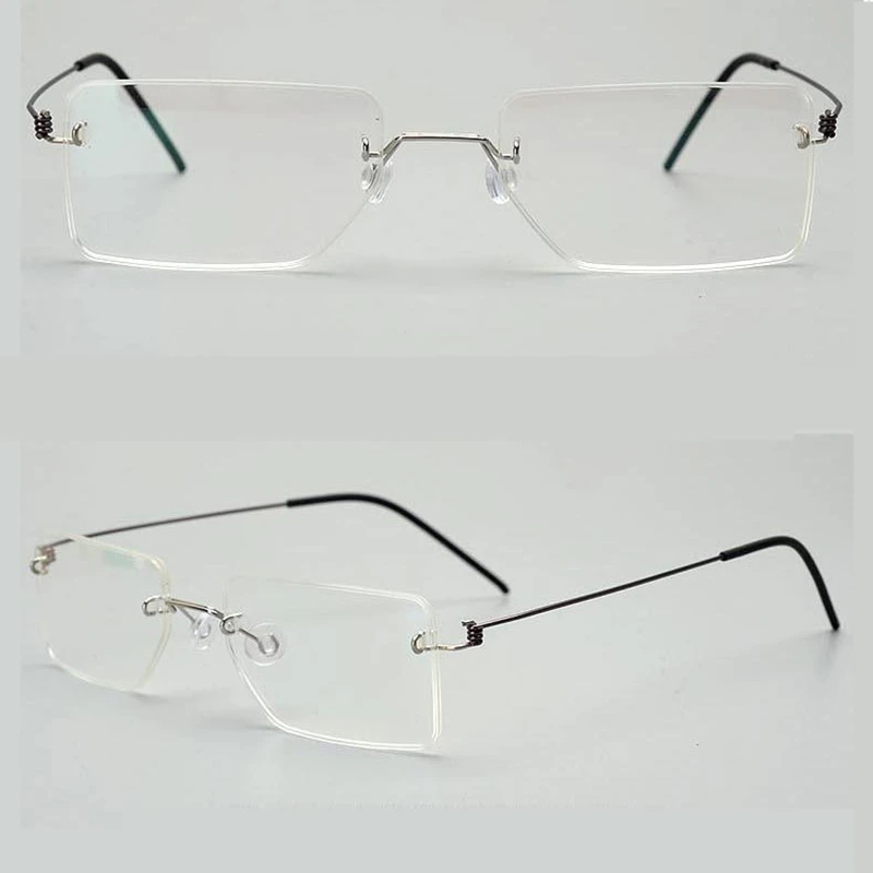

Denmark Brand Ultralight Titanium Rimless Rectangle Glasses Frame Men Women Optical Prescription Eyeglasses Frame oculos de grau