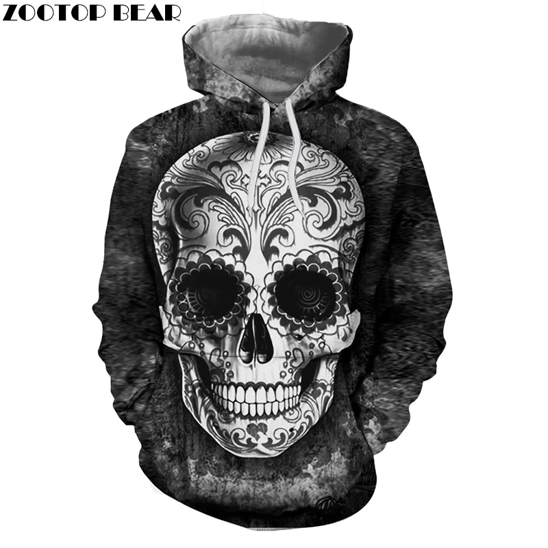 Sugar Skull толстовки мужские свитшоты дропшиппинг печатная Толстовка 3d с капюшоном