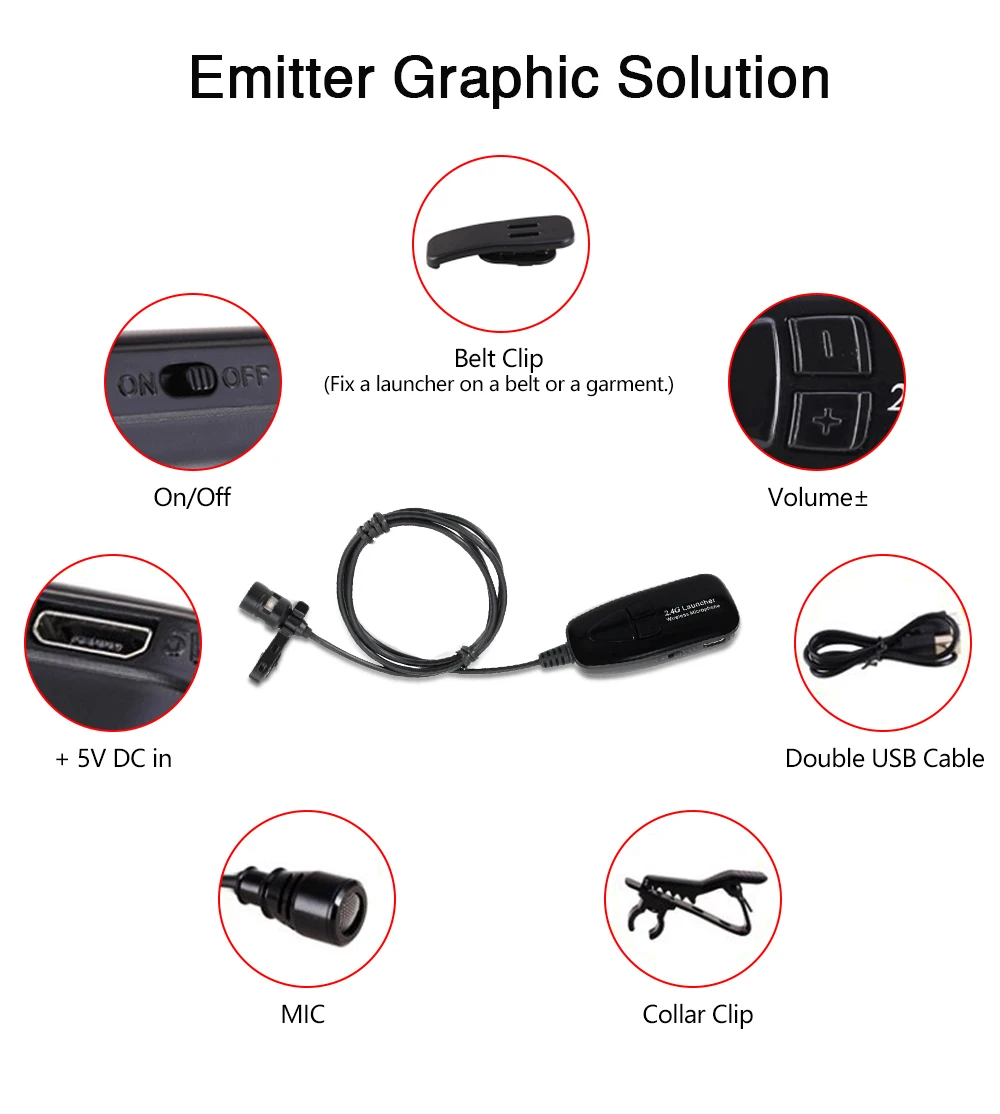 Lavalier 2.4G Wireless Microphone Clip MIC Speech Headset Megaphone Mic For Loudspeaker Teaching Meeting Tour Guide Microphone (8)
