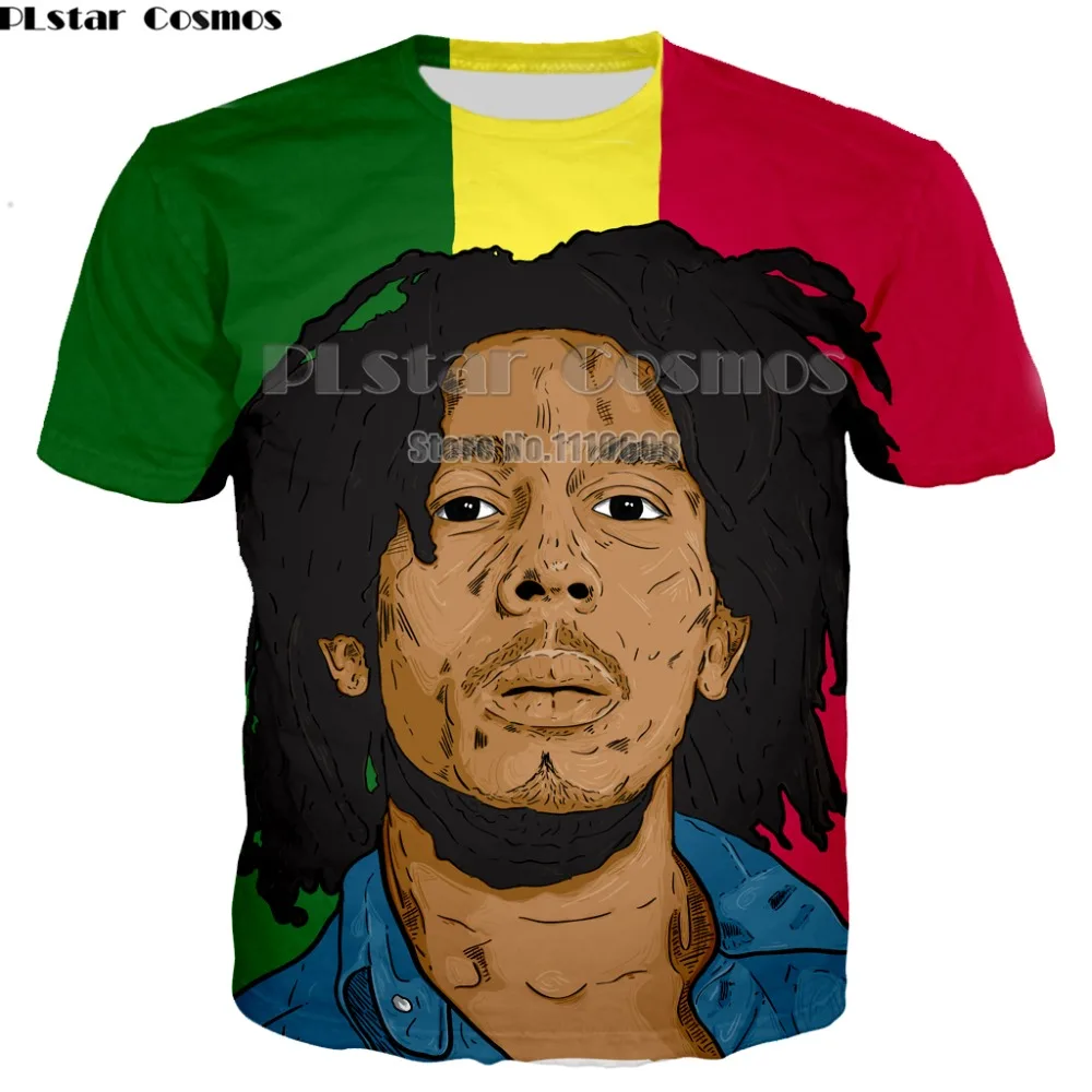 Новейшая Мужская футболка 3D Футболка мужская футболка фитнес Боб Марли принт рок хип хоп одежда в стиле рэгги
