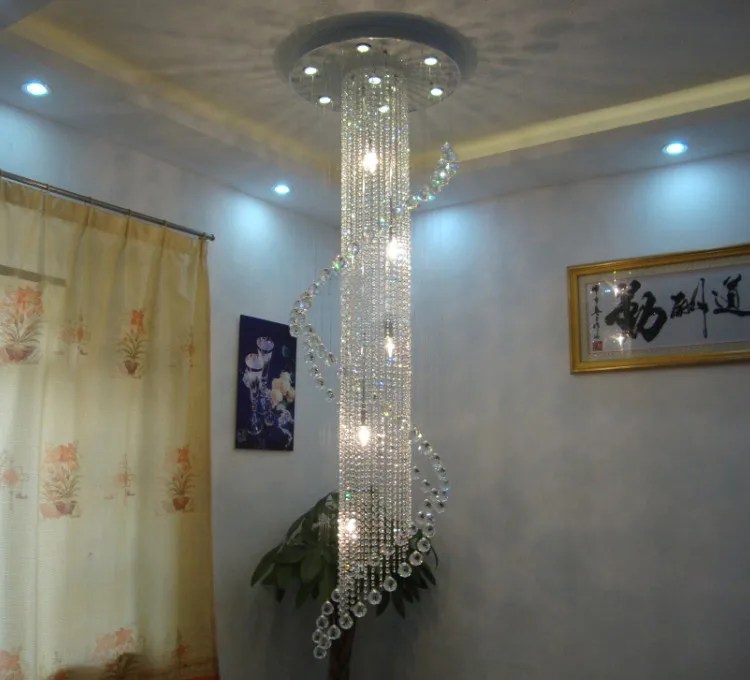 Youlaike Современная хрустальная люстра для лестницы роскошный светодиодный светильник для гостиной спиральный Дизайн Длинные Кристаллы
