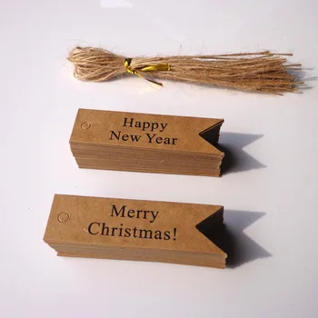 

50Pcs 2018 New Arrival Merry Christmas New Year Flag Cake Packaging Sealing Label Kraft Sticker Baking DIY Gift Stickers M1061