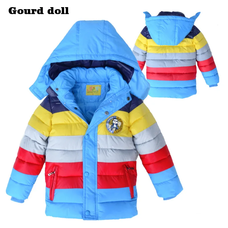 Fashion stripes winter cloth Children boys jacket Outerwear Coat jacket for boy 4 8T Cotton Christmas