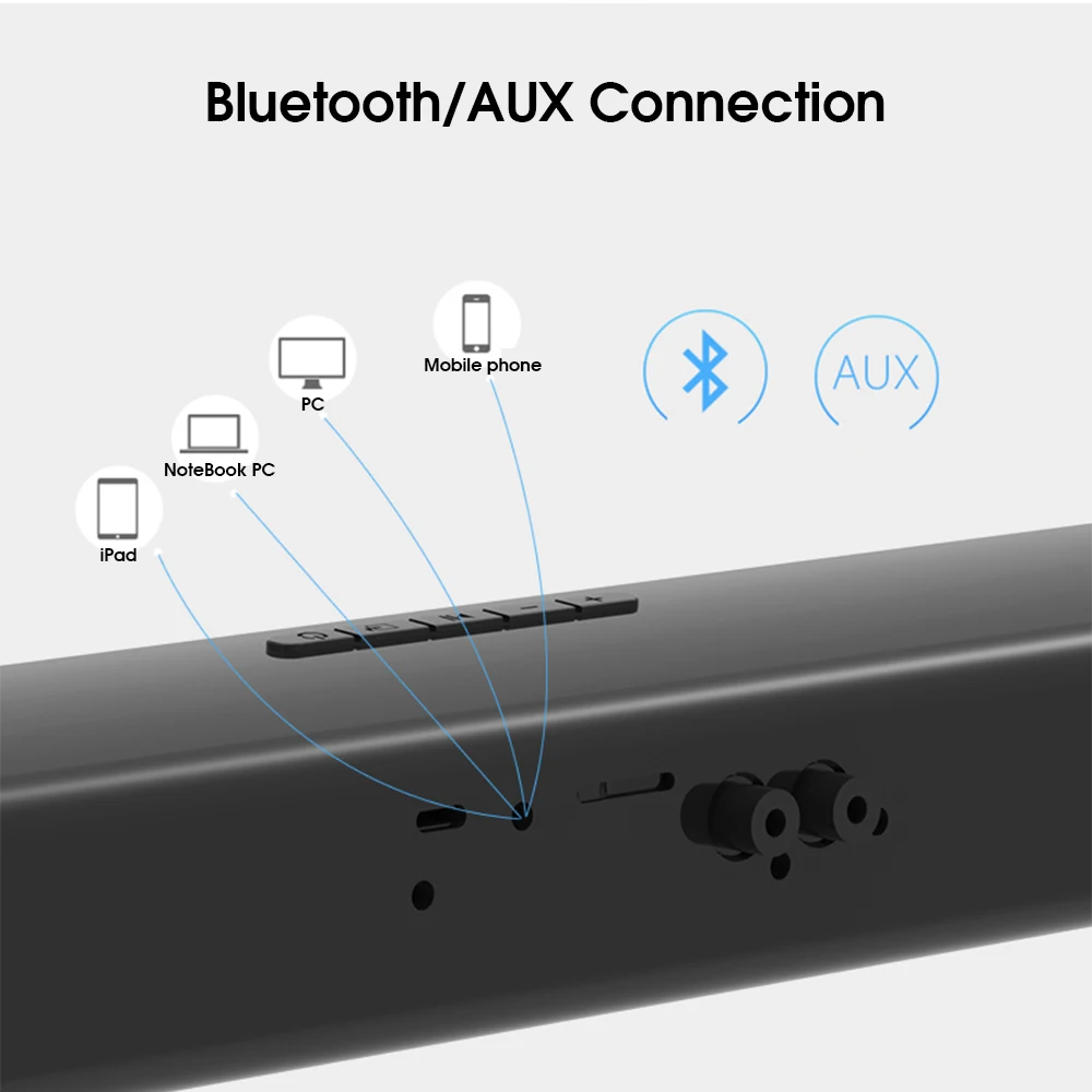 DOOLNNG BS-28B TV Bluetooth Speaker 20W Soundbar Home Theater Wireless 3D Surround Stereo Bass Subwoofer Portable Speakers