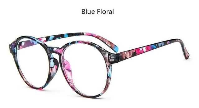 Модные оправы для очков большая стеклянная оправа по рецепту Женская круглая модная оправа для очков оптическая Оправа очков для близорукости Armacao очки - Цвет оправы: Blue Floral