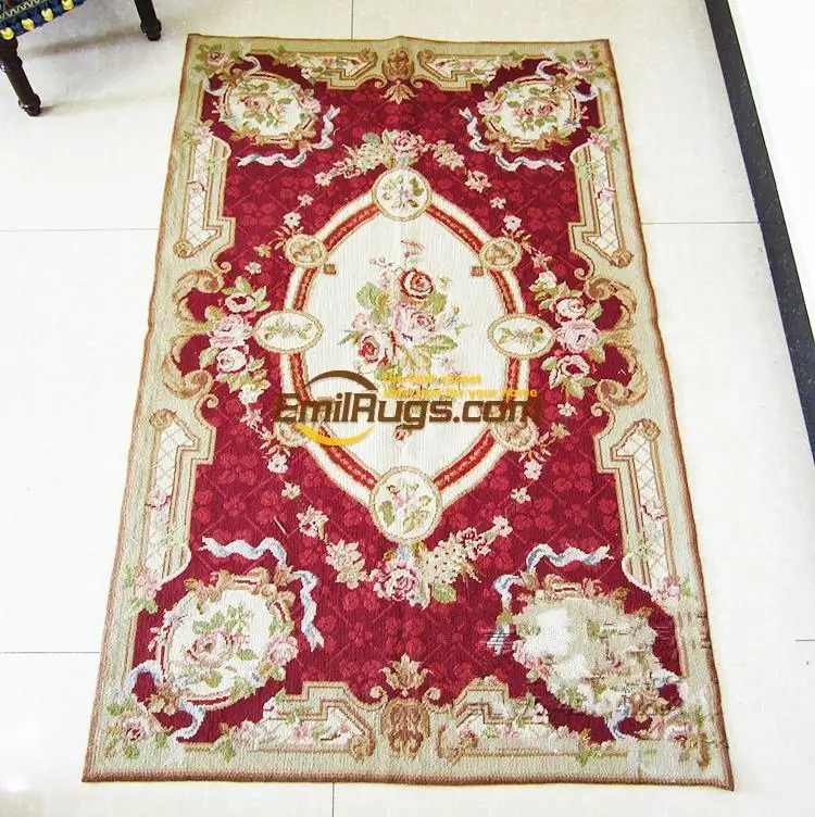 

Gorgeous Needle-point Carpet Square Roses Handmade Wool Needlepoint New Listing Wool Knitting Carpets