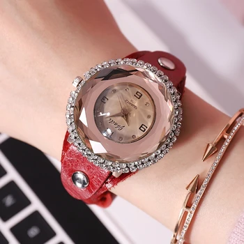 

JBAILI Fashion Quartz Watch Women Luxury Chronograph Wrist Watch Lady Red Genuine Leather Strap Waterproof Relogio Femininos