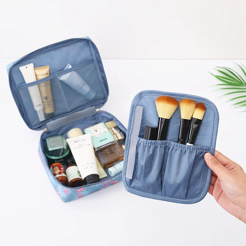 PURDORED 1 Pc Floral Cosmetic Bag Portable Waterproof Women Makeup Bag Travel Toiletry Bag Beauty Case Wash Pouch Bag Neceser