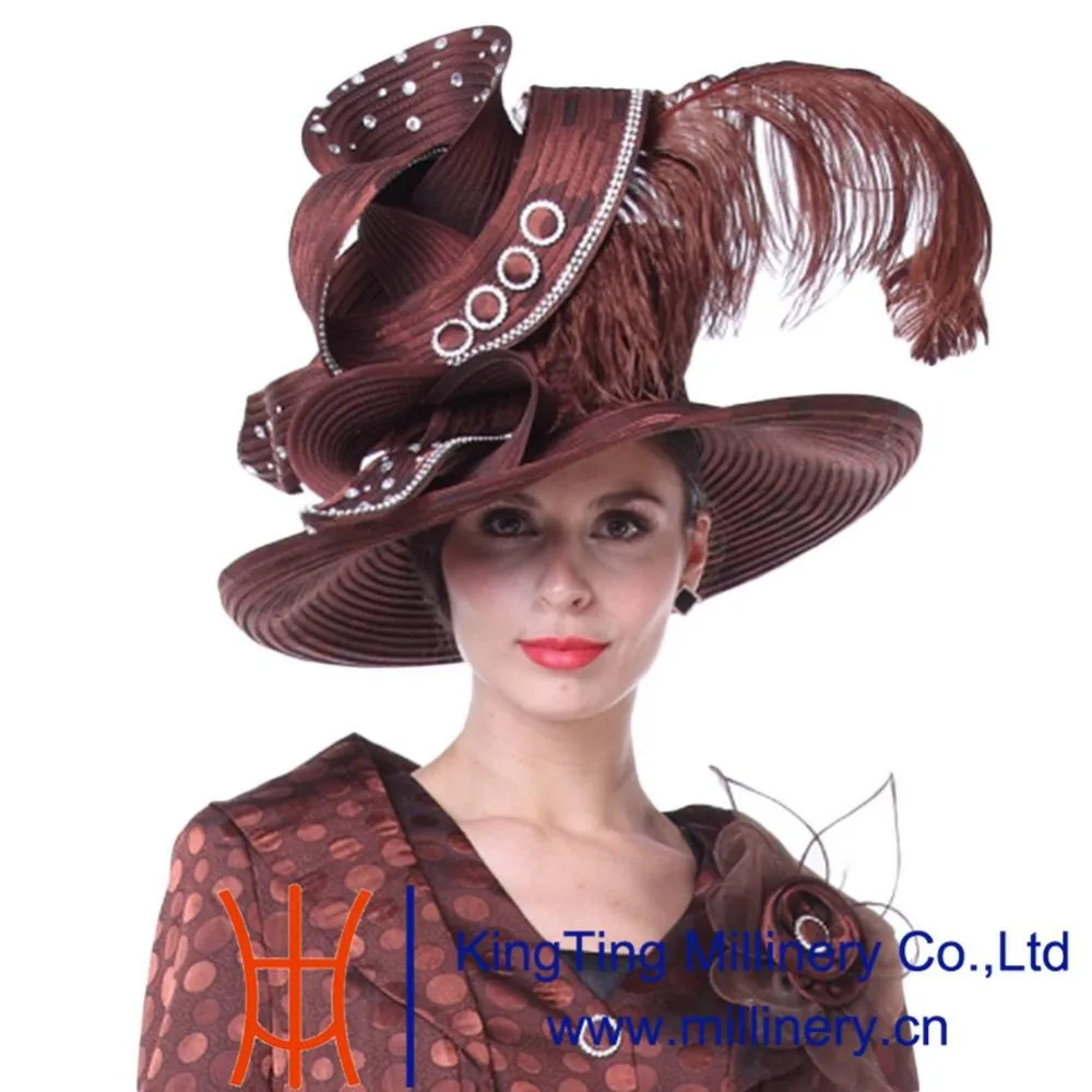 Kueeni Women Church Hats Couture Mother Of Bride Wedding Kueeni Women Church Hats Couture Mother Of Bride Wedding High Le Wide Brim Feather Decorate Elegant Lady Party Hat In Fedoras From S