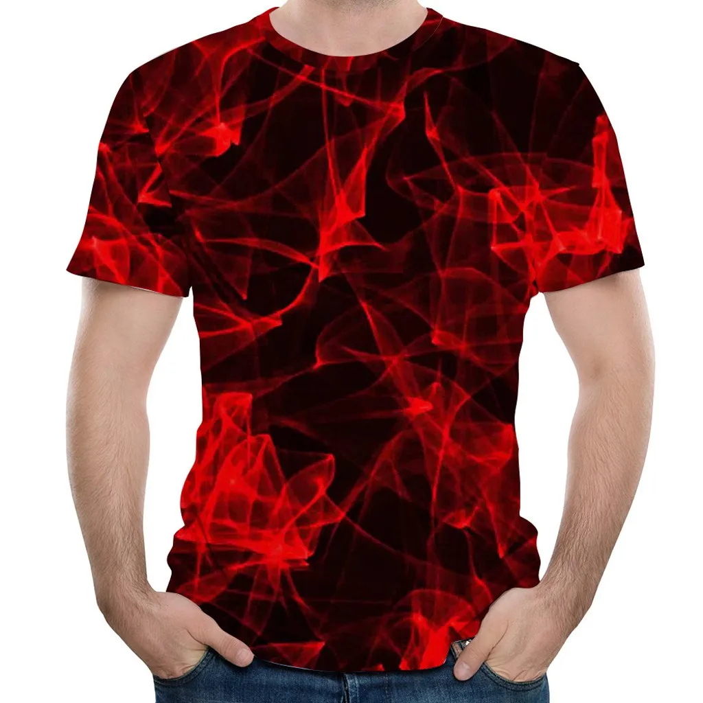 

ONTO-MATO Mens 3D Printed Short Sleeve Shirt Casual Top Loose Round Neck Tee High quality polyester soft comfortable new 719