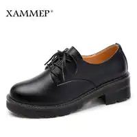 Xammep Women's Shoes Spring Autumn Women Split Leather Pump Shoes High Quality Brand Women Shoes Female Casual Shoes Round Toe
