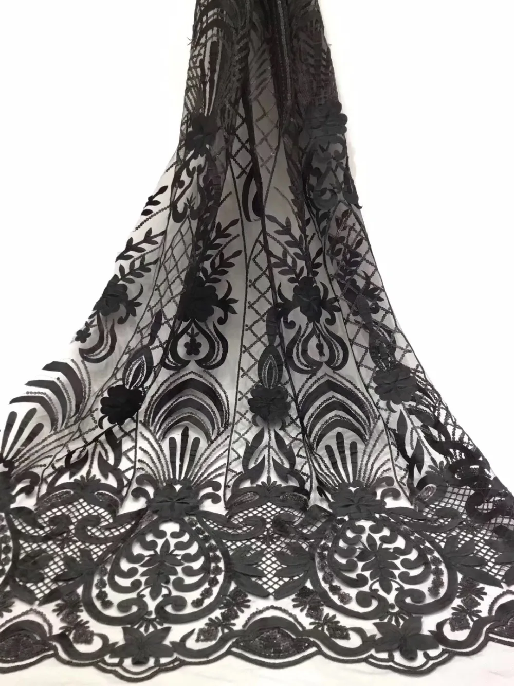 

embroidered tulle fabric luxury dresses material high quality for nigerian sewing 5yard/lot