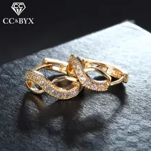 Wysokiej jakości kolczyki małe kółka dla kobiet AAA cyrkonia kobiety Rose kolczyki w kolorze złota biżuteria najlepsze prezenty Bijoux biżuteria E053(China)