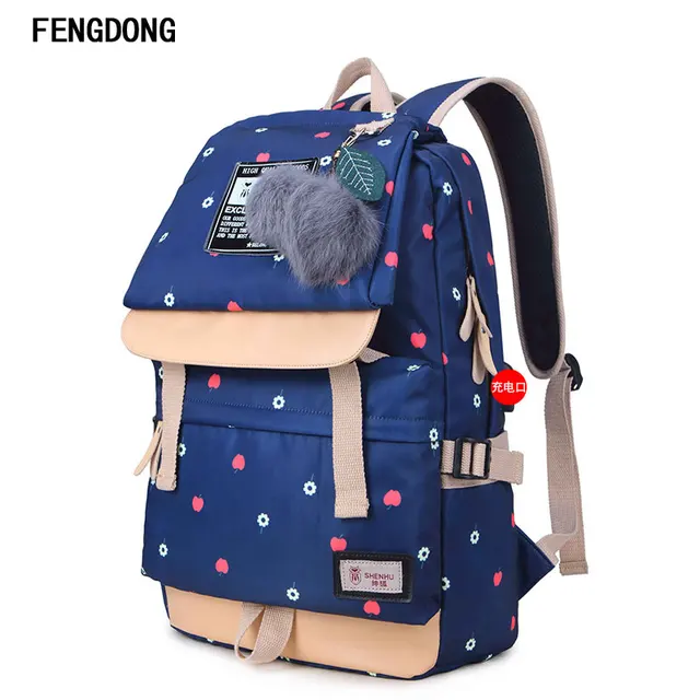 Fengdong Lightweight Canvas Bookbags Water Resistant School Backpacks