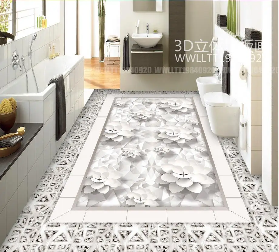 

3d flooring Modern fashion diamond lotus club hall 3D floor pvc floor wallpaper 3d floor painting wallpaper