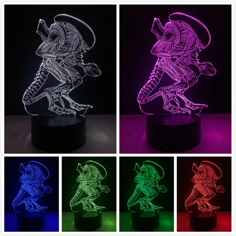 Горячая Распродажа 3d светильник Alien vs Predator Prometheus с USB подсветкой 7 цветов ночник