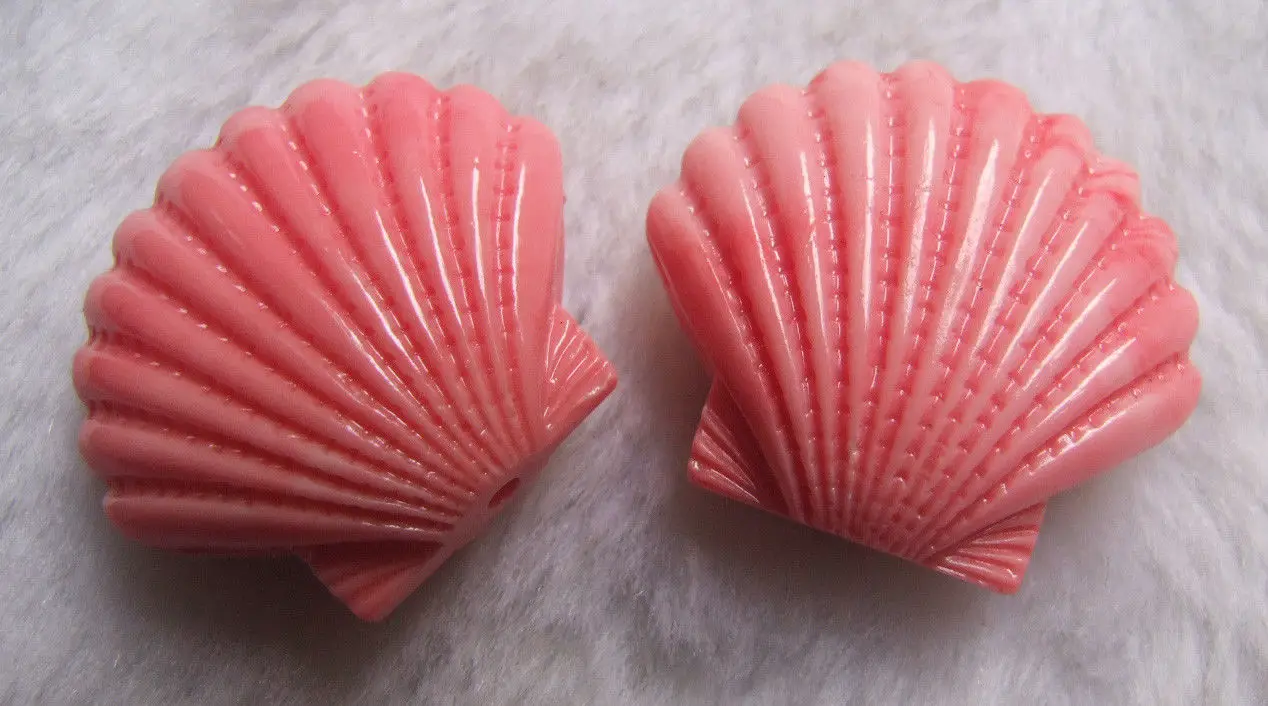 

30x35mm Pink Shell Carved Shell Loose Beads 2pcs