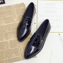 Женские туфли-оксфорды с острым носком; кожаная обувь; женские осенние туфли на плоской подошве; Новинка года; мягкие черные туфли на плоской подошве; модная женская обувь