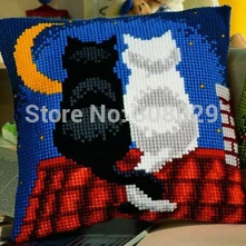 

DIY Needlework Kit Unfinished Acrylic Yarn Embroidery Pillow Tapestry Canvas Cushion Front Cross Stitch Pillowcase CX0394