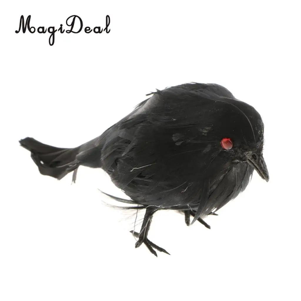 MagiDeal Lifelike Halloween Decoration Birds Props Black Feathered Simulation Crows Ravens Birds  Figurines Ornament Craft