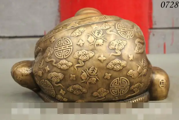 

S1445 13 Chinese Buddhist Bronze Wealth Bag Shou Happy Laughing Maitreya Buddha Statue