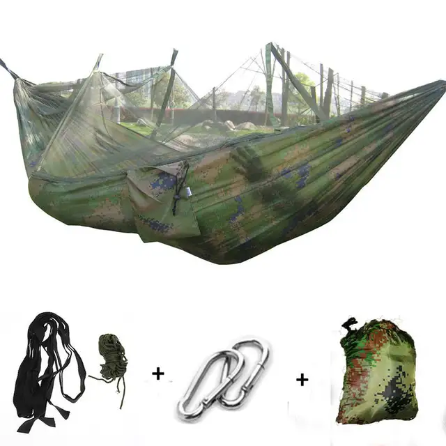 Special Price Outdoor Camping Hammock Mosquito Net Portable Travel Garden Swing Canvas Stripe Hang Bed Hammock 260*130cm