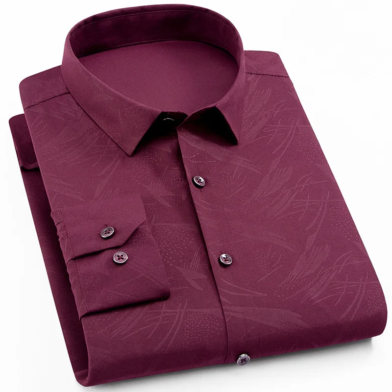 Мужская модная повседневная рубашка с длинными рукавами и принтом, приталенная мужская деловая рубашка, брендовая мужская одежда, мягкая удобная - Цвет: 04