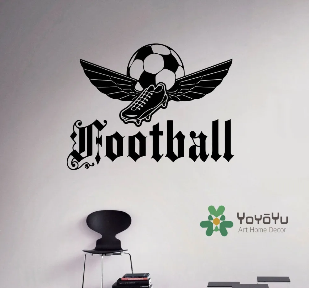 Us 10 9 Sports Football Emblem Wall Decal Soccer Ball Vinyl Sticker Kids Boys Room Home Wall Bedroom Decor Art Vinyl Mural Ny 154 In Wall Stickers