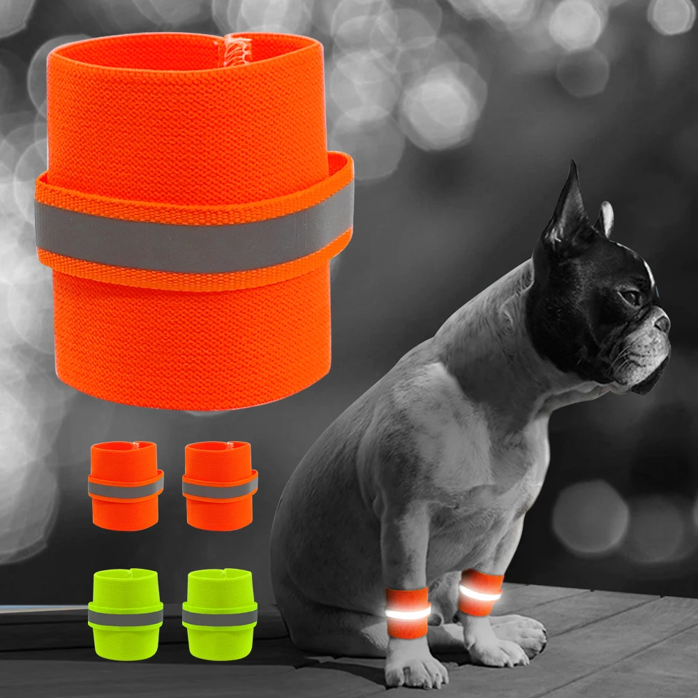 

Reflective Pets Safety Leg Wraps Glow In The Dark Wrist Band For Dogs High Visibility Pet Wristband Supply for Running 2pcs
