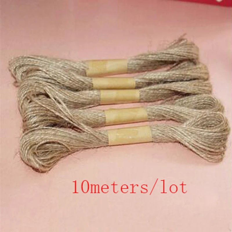 

10m/lot Natural Burlap Hemp Rope waterproof String for hang tag/Gift Packing/garmrent/home/shoes/bags/party/festival