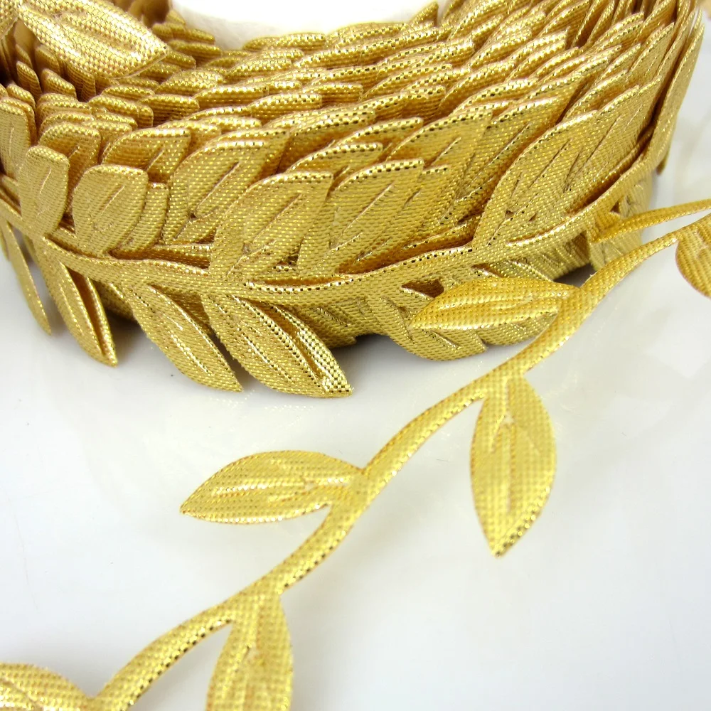 Free shipping 1 Roll 1" 20yards Gold Leaf Leaves Ribbon For Headband