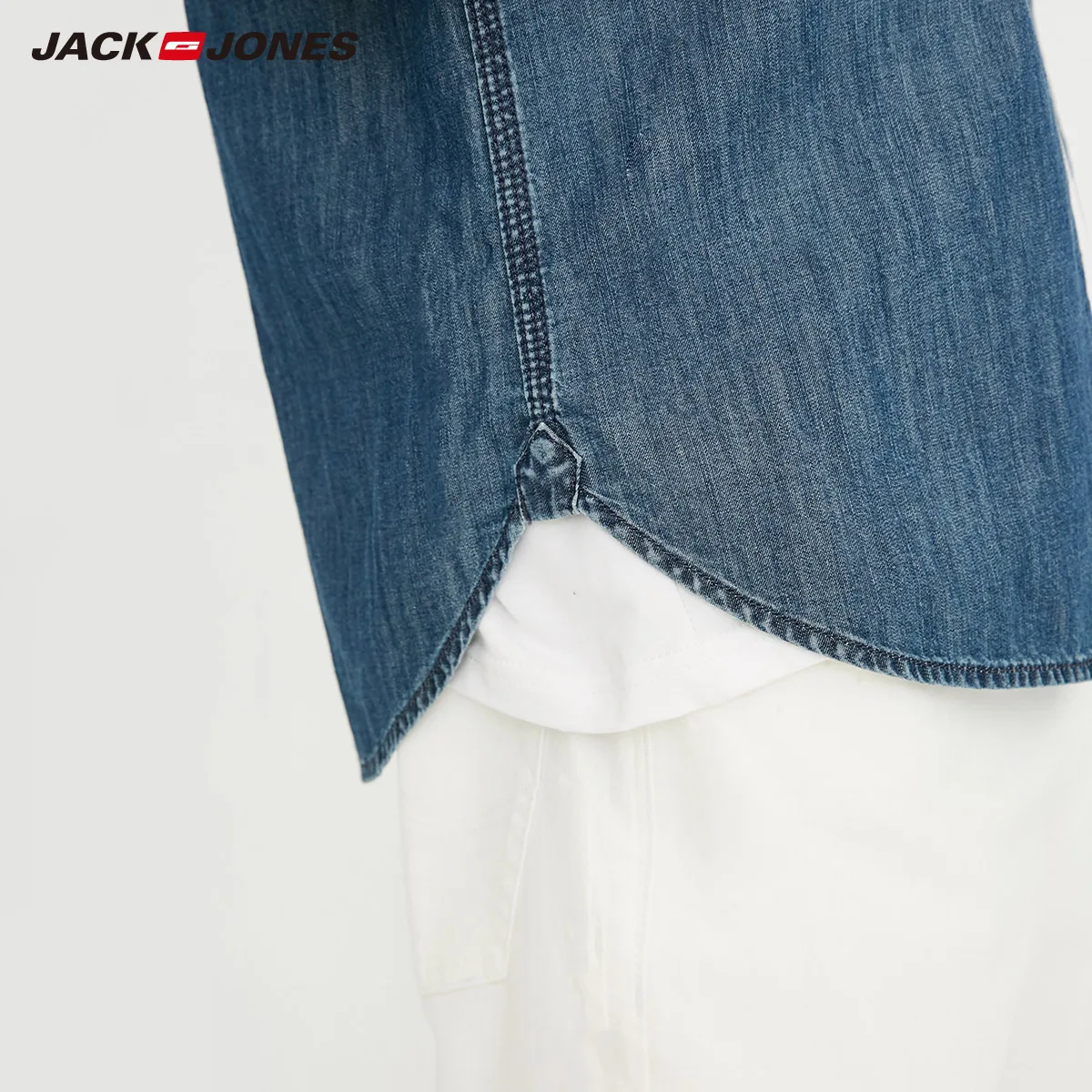 JackJones Для мужчин весенне летние шорты с длинными рукавами джинсовая рубашка J |