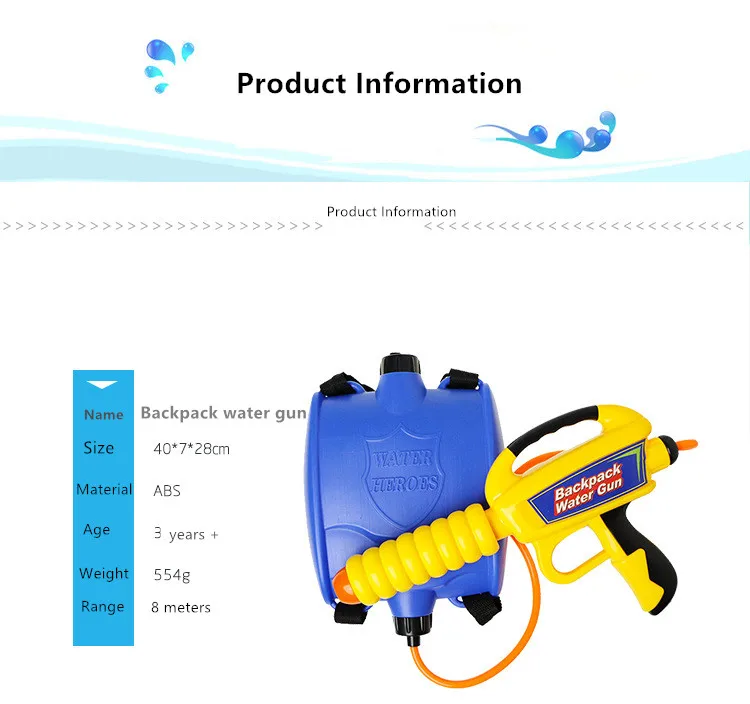 1080 мл рюкзак водяной пистолет детский летний пляж Открытый Водные игры игрушки Детский распылитель водяной пистолет стрельба игрушка