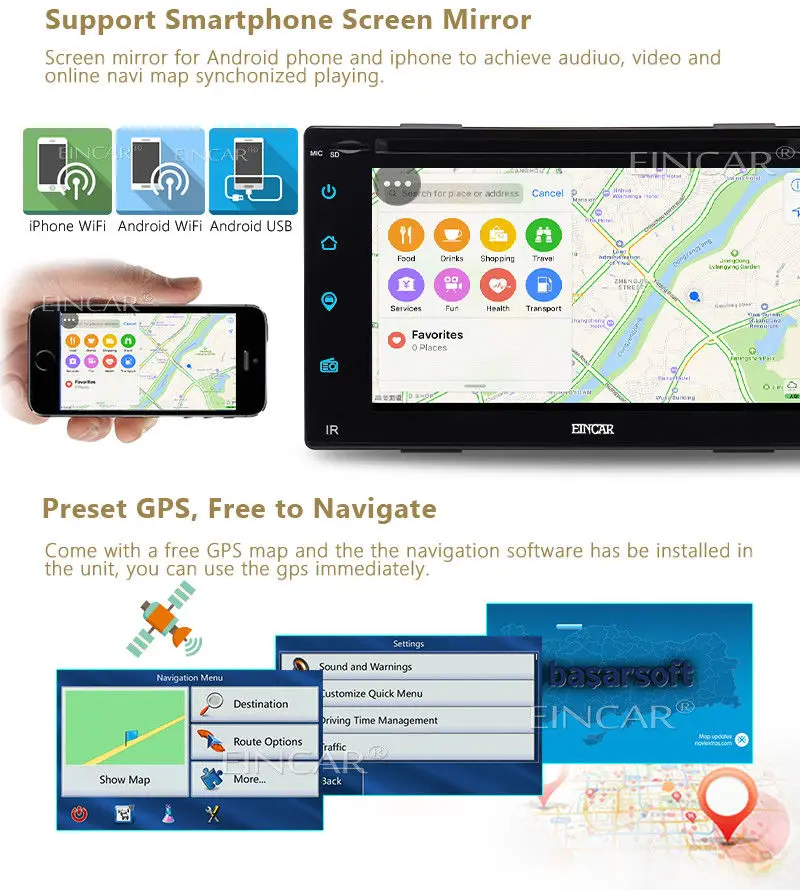 Clearance Android 6.0 4Core 6.2 inch 2Din Car DVD Player Stereo Radio Touchscreen GPS Wifi 3