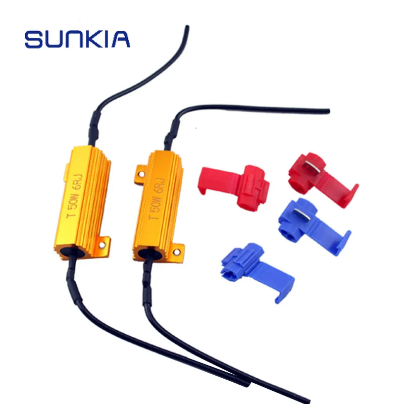 2 шт./лот стайлинга автомобилей, для автомобилей и мотоциклов, 50 Вт 6 Ом Canbus резистор для Светодиодный фар H1 H3 H4 H7 H8 H9 H11 9005 9006 HB3 HB4