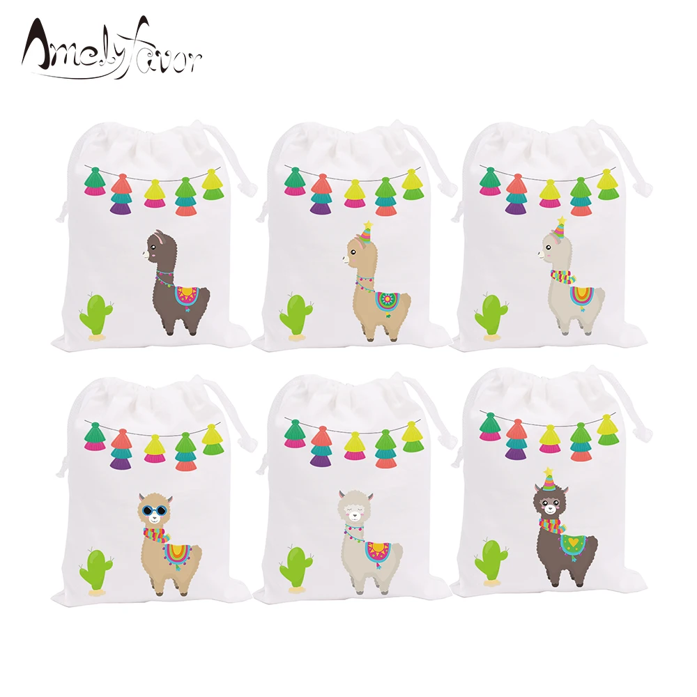 

Alpaca Cactus Party Favor Bags Candy Bags Animals Theme Birthday Gift Bags Alpaca and Cactus Kids Birthday Party Supplies 6PCS